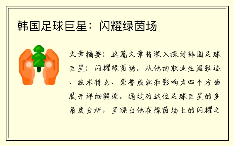 韩国足球巨星：闪耀绿茵场